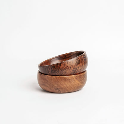 Azela Bowl Set of 2 | Handcrafted Sheesham Wood Snack & Soup Bowls
