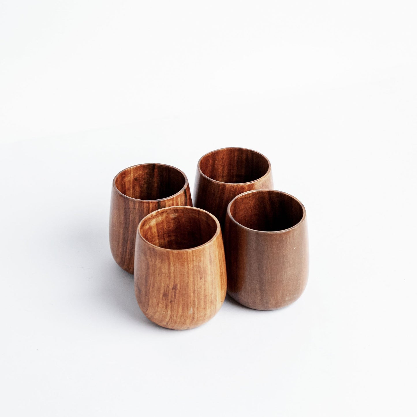 Azulik Sheesham Wood Glass Set | Handcrafted Wooden Tumbler Set of 4
