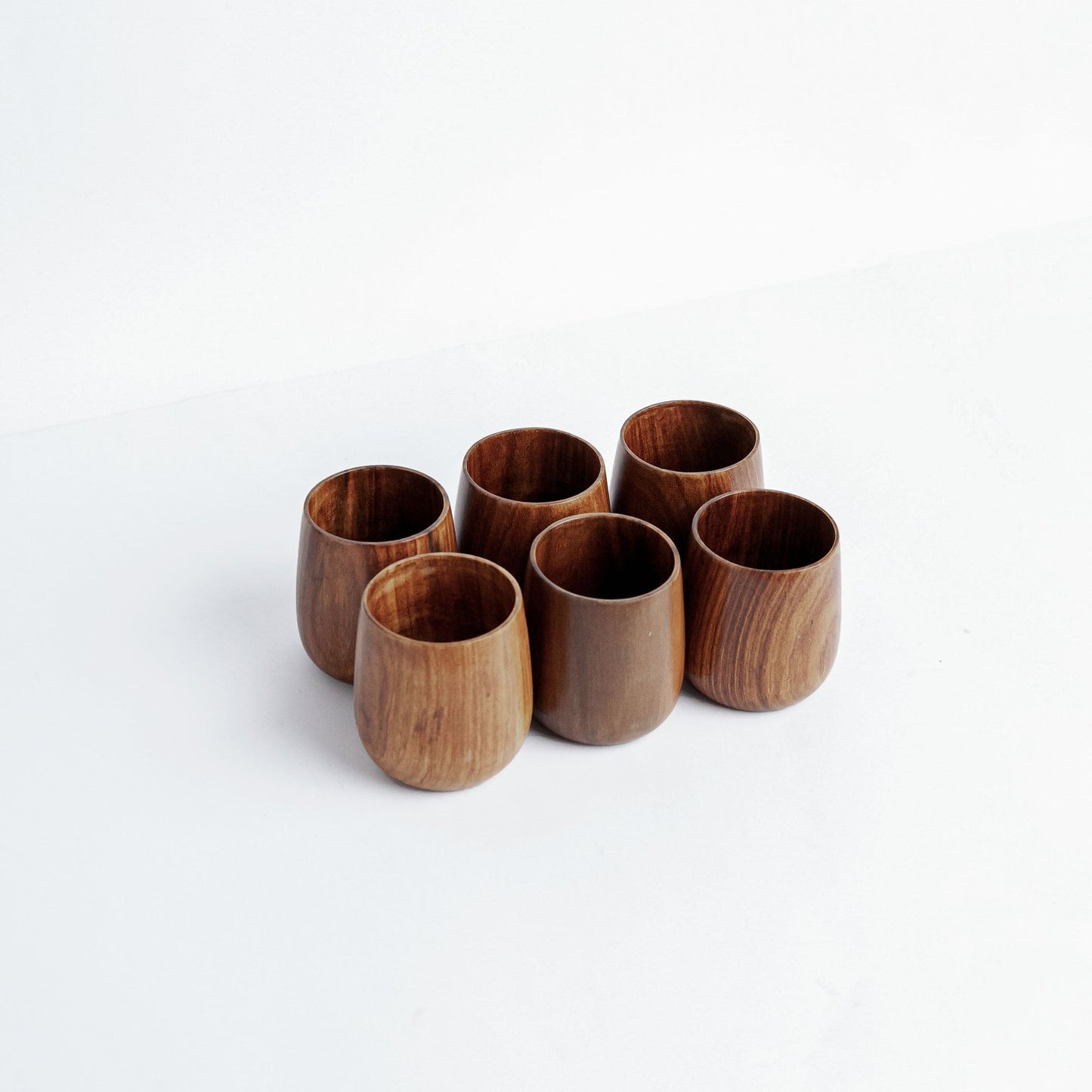 Azulik Sheesham Wood Glass Set | Handcrafted Wooden Tumbler Set of 6