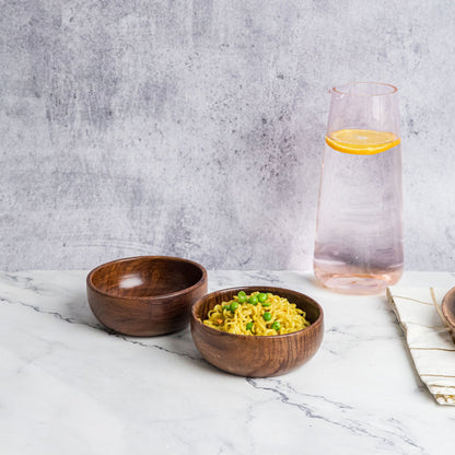 Azela Bowl Set of 2 | Handcrafted Sheesham Wood Snack & Soup Bowls