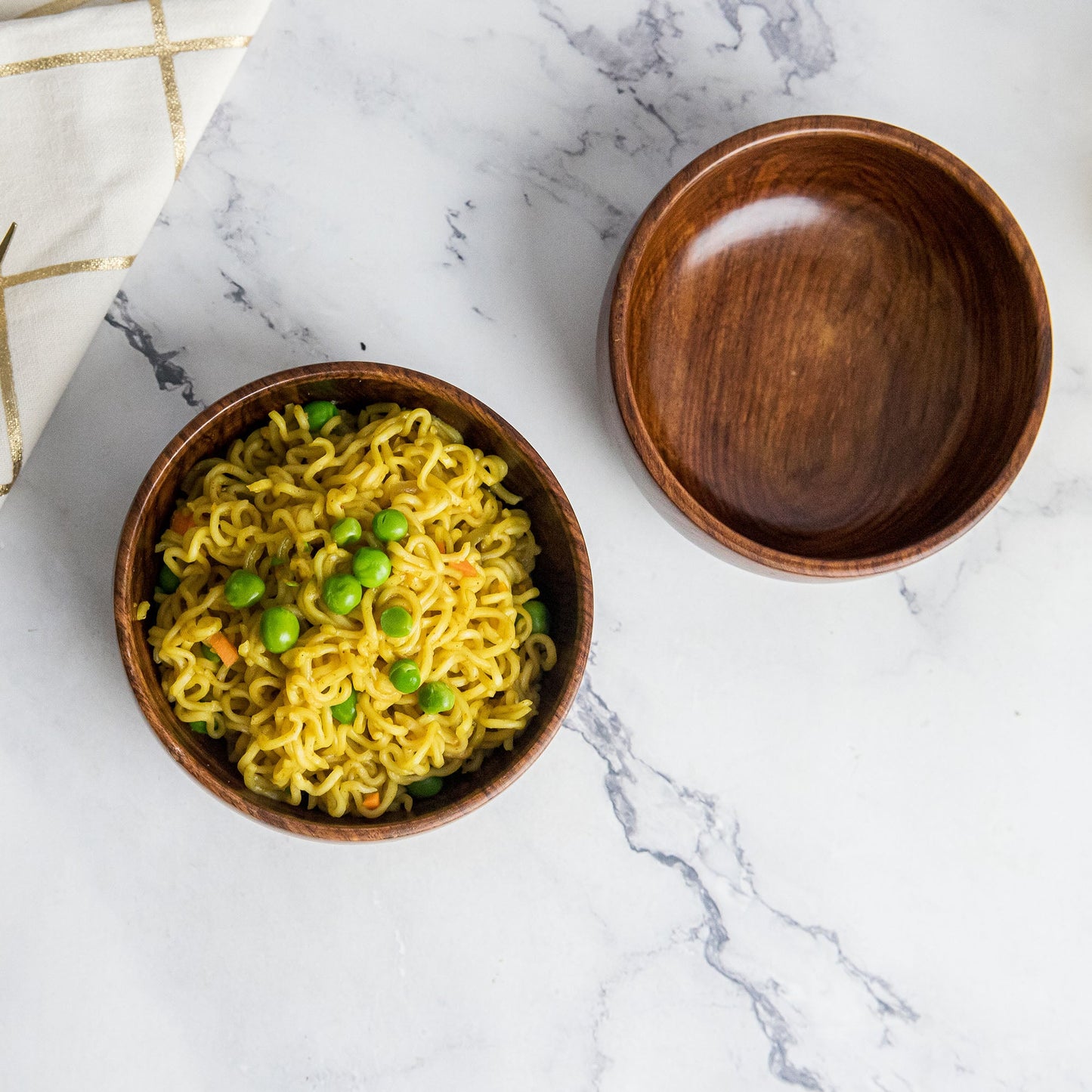 Azela Bowl Set of 2 | Handcrafted Sheesham Wood Snack & Soup Bowls