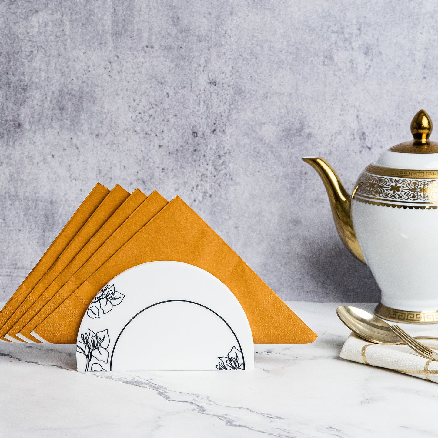 Flora Marble Napkin Holder Handcrafted Tissue Stand