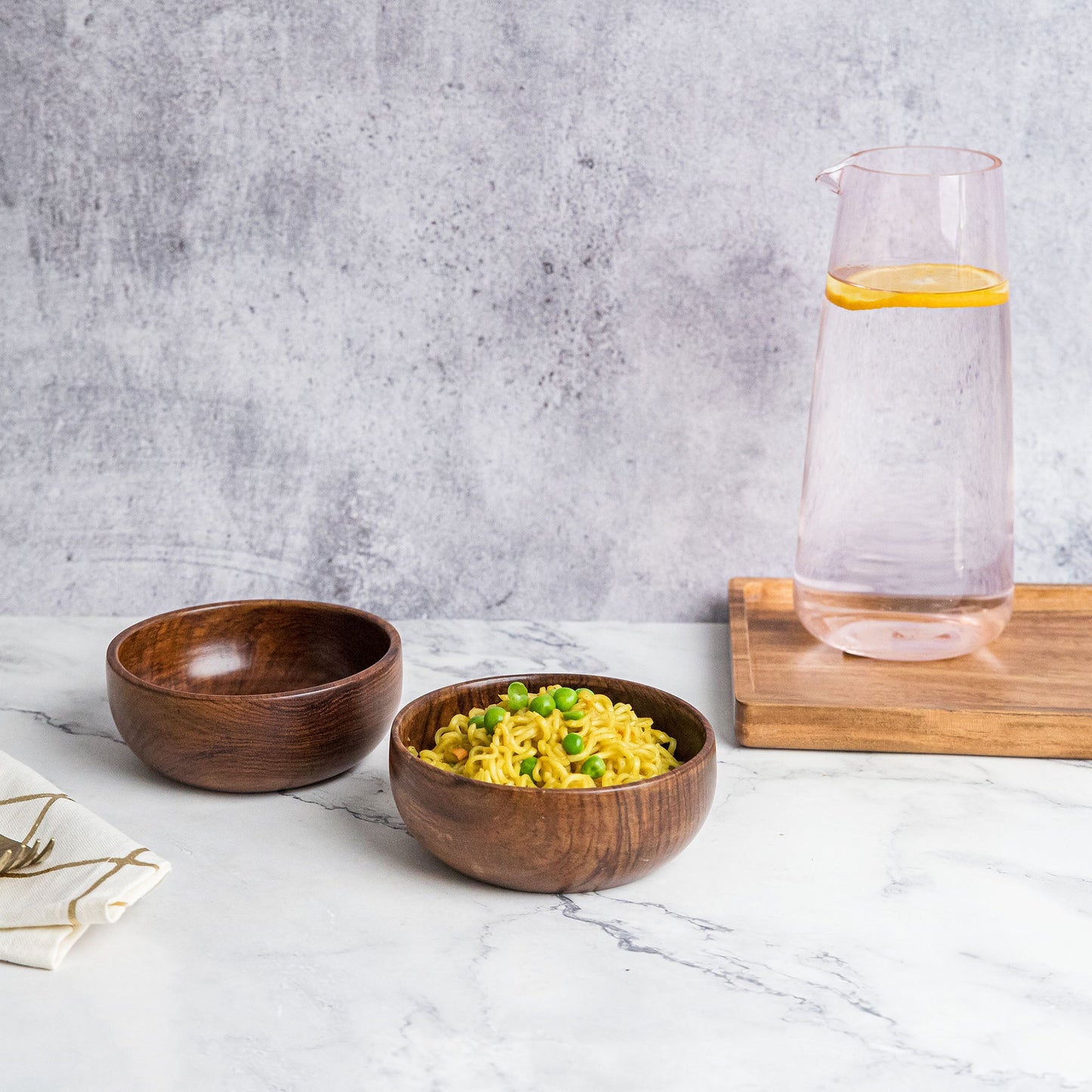 Azela Bowl Set of 2 | Handcrafted Sheesham Wood Snack & Soup Bowls