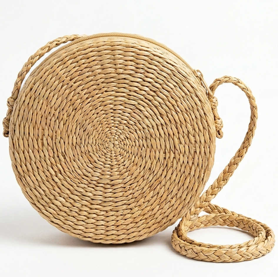Handwoven Kauna Grass Round Sling Bag