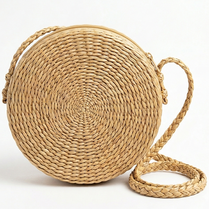 Handwoven Kauna Grass Round Sling Bag