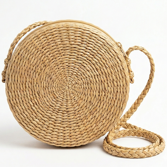 Handwoven Kauna Grass Round Sling Bag