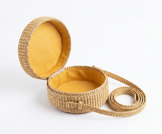 Handwoven Kauna Grass Round Sling Bag