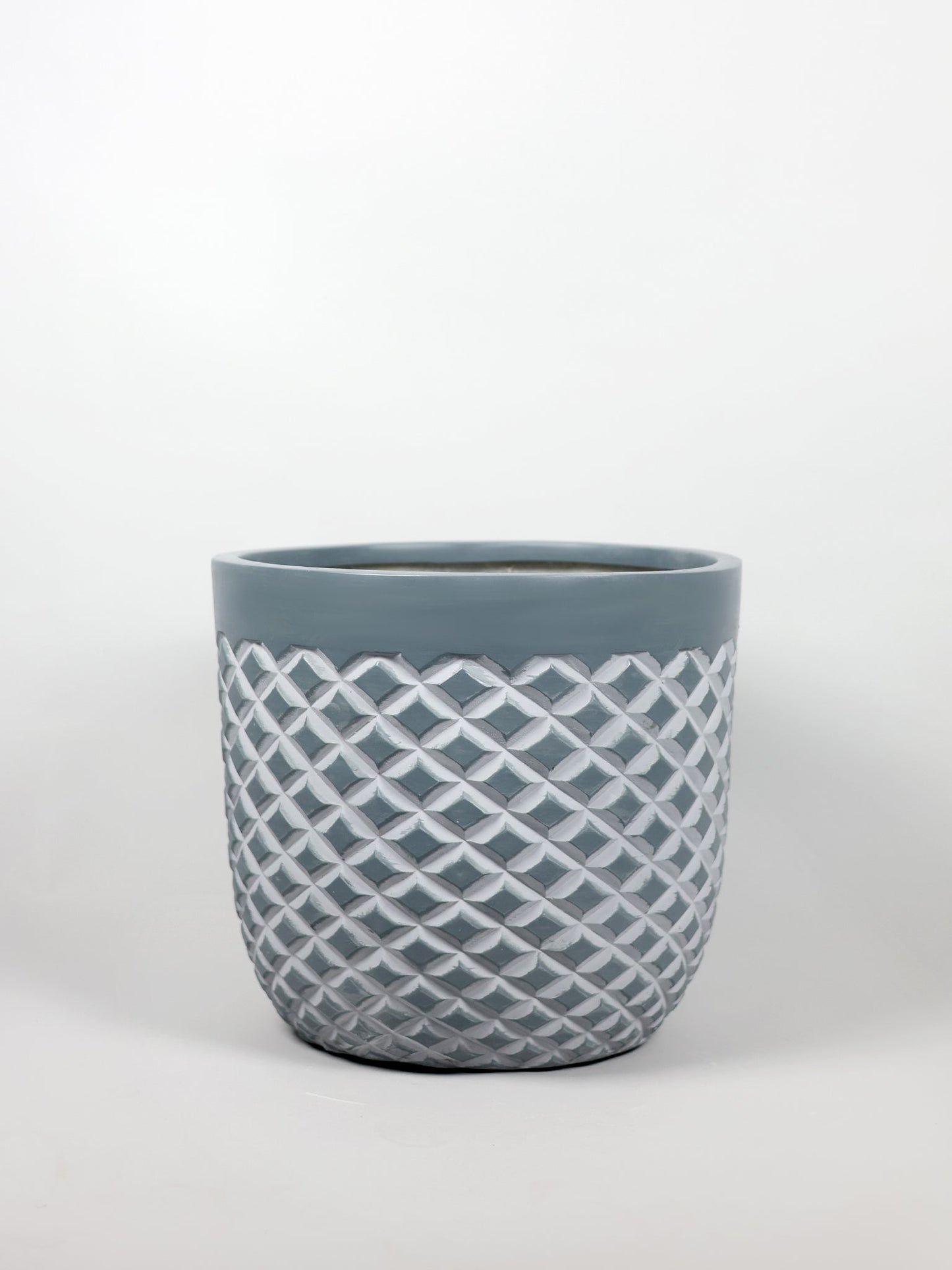 Vanila Grey Diamond Texture Fiberglass Planter
