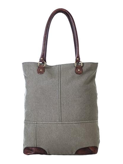 Large Canvas Travel & Weekend Handbag - Grey | Casual Shoulder Bag