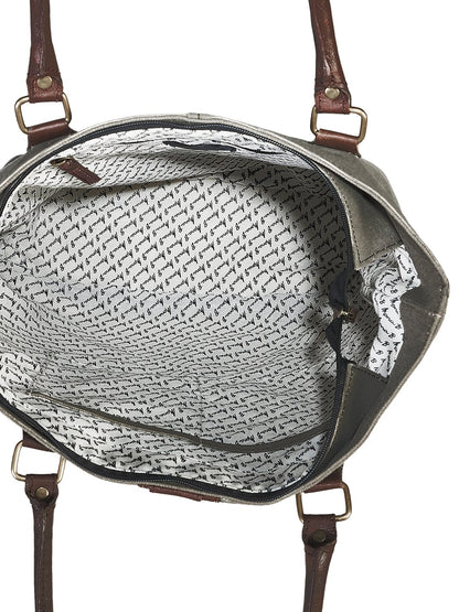 Large Canvas Travel & Weekend Handbag - Grey | Casual Shoulder Bag
