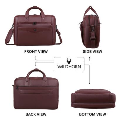 Wildhorn Executive Leather Attache & Work Bag | Premium Business Travel Bag