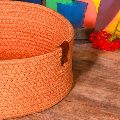 Multicolor Cotton Rope Round Shelf Basket – (10×4 Inch)