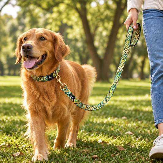Printed Dog & Cat Leash Green