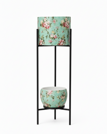 2-Tier Modern Gold Cylinder Plant Stand – 23.6 Inch | Modern Home Decor