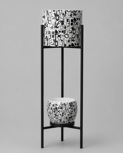 2-Tier Modern Gold Cylinder Plant Stand – 23.6 Inch | Modern Home Decor