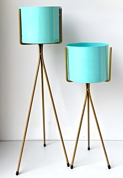 Iron 3-Leg Planter Stand Set – Two-Piece Cylindrical Design