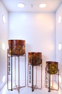 Patterned Round Plant Pots on Metal Stands (Set of 3)