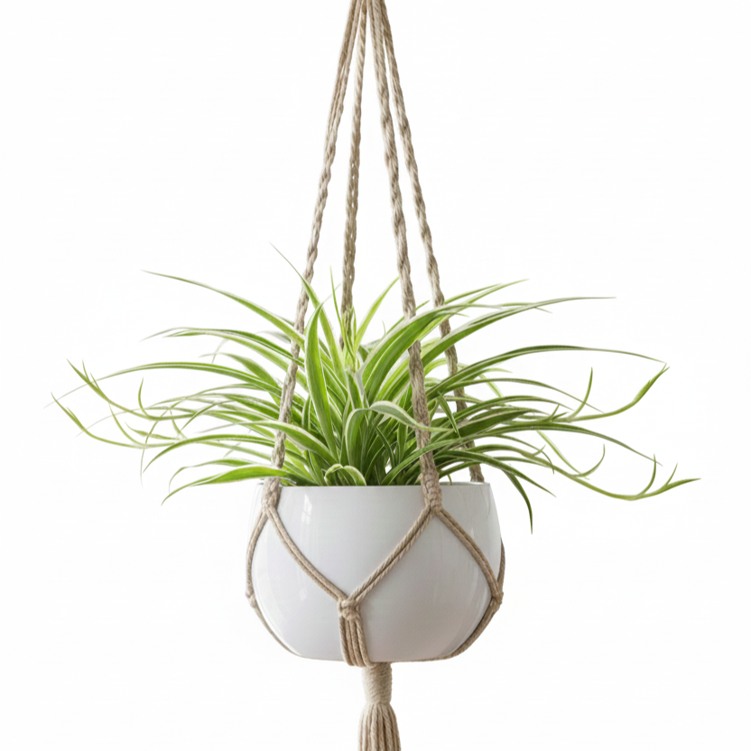 Iron Hanging Pot with Jute Rope