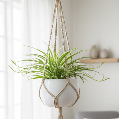Iron Hanging Pot with Jute Rope