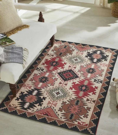 Multicolor Printed Vintage Dhurrie Carpet- 3.5×5.5 Feet