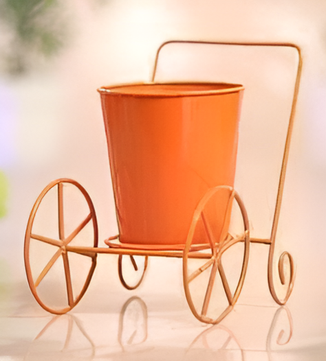 Two-Wheel Iron Pot Stand – Red, Green, Yellow & Orange