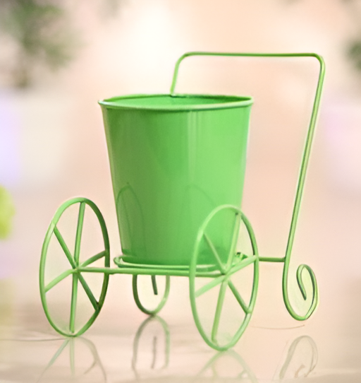 Two-Wheel Iron Pot Stand – Red, Green, Yellow & Orange