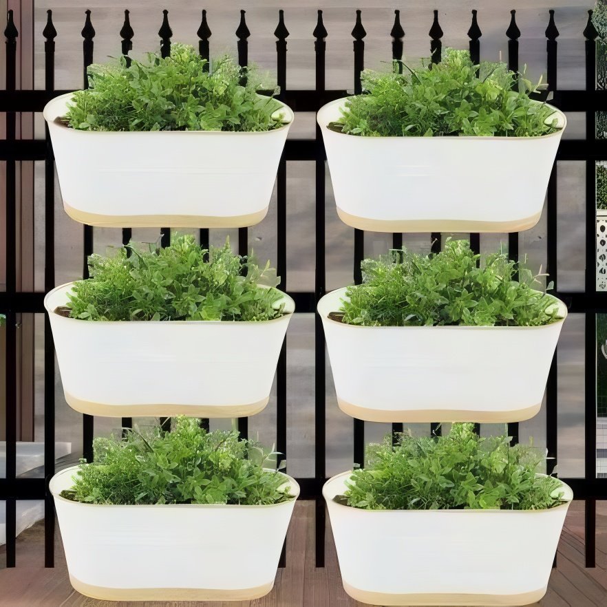 Rectangular White Metal Balcony Planter