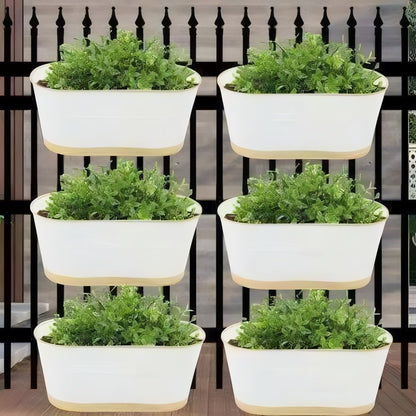 Rectangular White Metal Balcony Planter