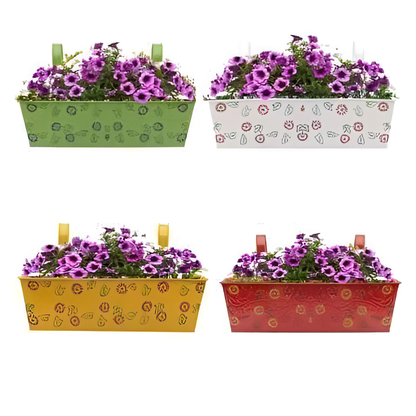 Iron Rectangle Hanging Pot – 18 Inch Floral Railing Planter