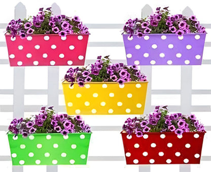 Iron Rectangle Hanging Pot – 18 Inch Polka Dot Balcony Planter