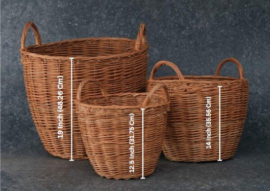 Kashmiri Willow Wicker Basket – Handwoven Laundry or Multi Purpose Basket Set