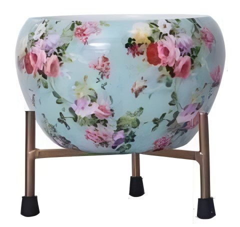 Iron Meena Pot with Metal Stand – Multiple Printed Variations