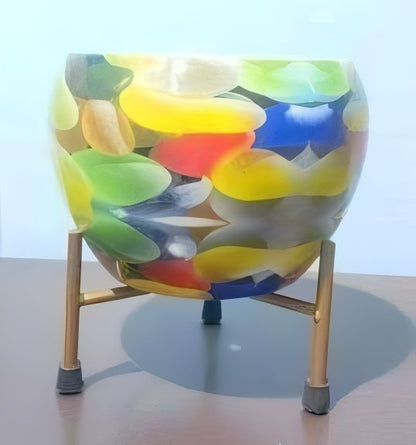 Iron Meena Pot with Metal Stand – Multiple Printed Variations