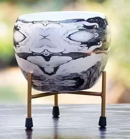 Iron Meena Pot with Metal Stand – Multiple Printed Variations