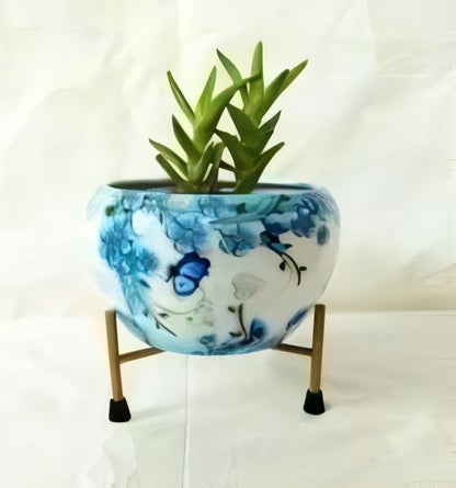 Iron Meena Pot with Metal Stand – Multiple Printed Variations