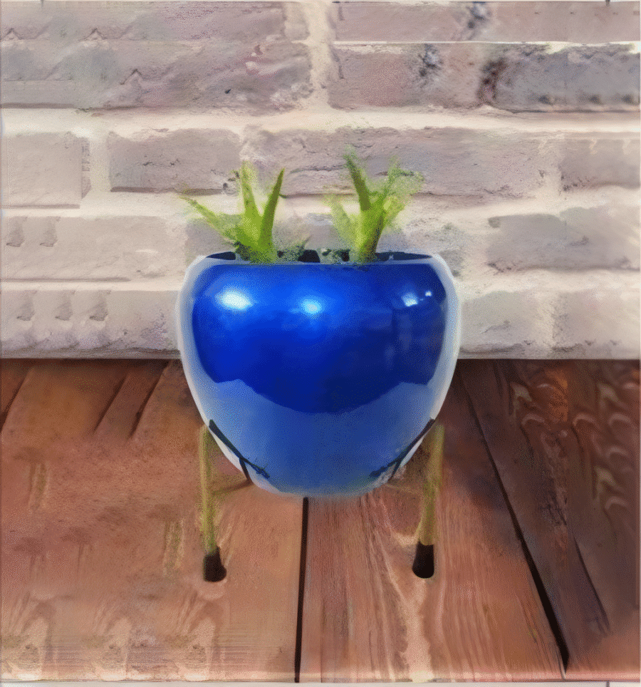 Iron Meena Pot with Metal Stand – Multiple Printed Variations