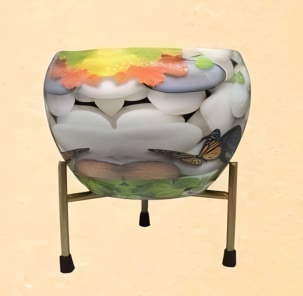 Iron Meena Pot with Metal Stand – Multiple Printed Variations