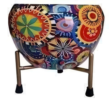 Iron Meena Pot with Metal Stand – Multiple Printed Variations