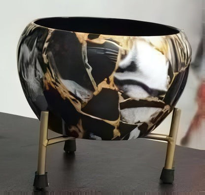 Iron Meena Pot with Metal Stand – Multiple Printed Variations