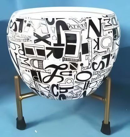 Iron Meena Pot with Metal Stand – Multiple Printed Variations