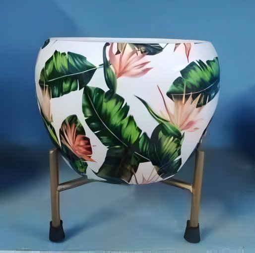 Iron Meena Pot with Metal Stand – Multiple Printed Variations