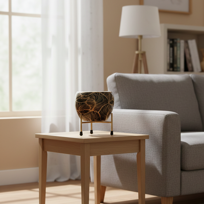 Iron Meena Pot with Metal Stand – Multiple Printed Variations