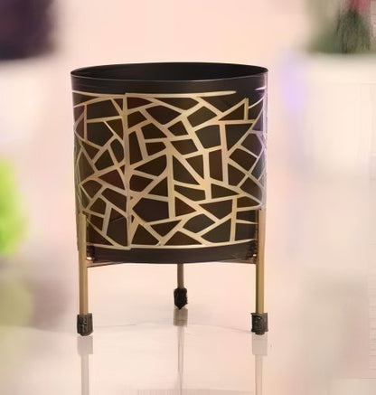 Designer Metal Pot with Stand – Intricate Cutwork