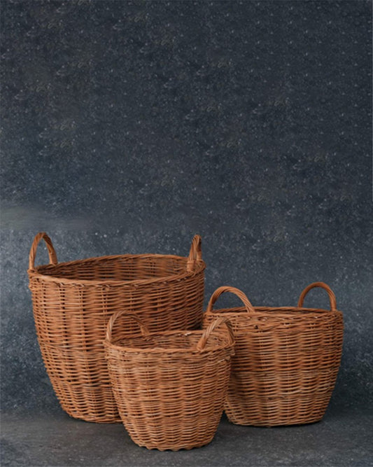 Kashmiri Willow Wicker Basket – Handwoven Laundry or Multi Purpose Basket Set