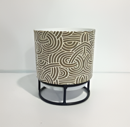 Printed Metal Planter with Circular Black Stand