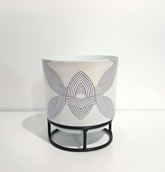 Printed Metal Planter with Circular Black Stand