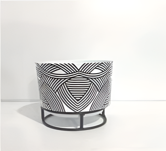 Printed Metal Planter with Circular Black Stand