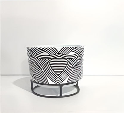 Printed Metal Planter with Circular Black Stand