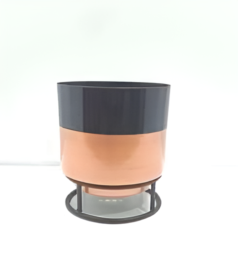 Printed Metal Planter with Circular Black Stand