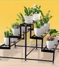 3-Sided Tiered Metal Plant Stand – Black Multi-Display Rack